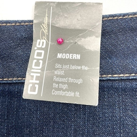 Chicos Platinum Modern M Crop Dark Wash Mid Rise Stretch Denim‎ Jeans Comfort - Picture 8 of 8